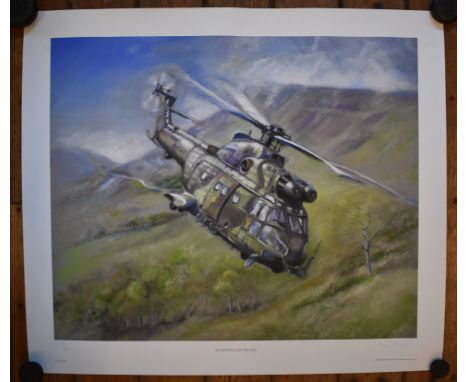 Helicopter by Dawn Russell. Giclee Art Print from 2011. Limited edition, signed and numbered. 'The Old Rotors'. Very good con