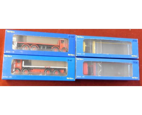 Base Toys. Vehicles (x4). Scale 1:76. D47 Leyland Corby Flat lorry. D52 James Spence Flat lorry. D25 Leyland British Railways