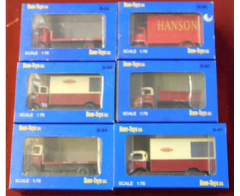 Base Toys. Trucks (x6) Scale 1:76. D29 British Railways Box Truck. D30 Hanson Box Truck. D22 Commer British Road Services Fla