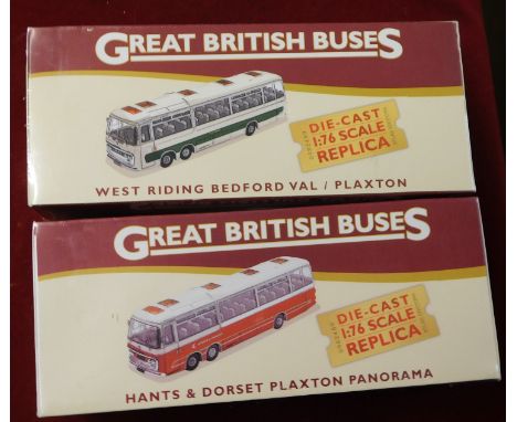 Atlas Editions. Great British Buses. (x2) 1:176 Scale. West Riding Bedford Val / Plaxton. Hants &amp; Dorset Plaxton Panorama