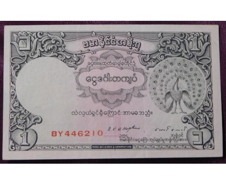 Burma 1948 One Rupee, grey, light green and pink P34, NEF