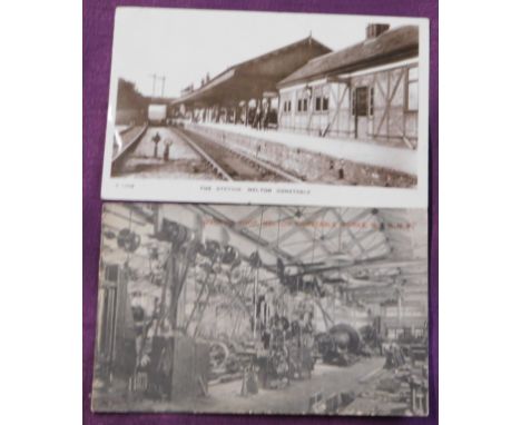 Melton Constable Picture Postcards 1908 RP of the Station and 1904 M &amp; G.N.R. Machine Shop Works (2)
