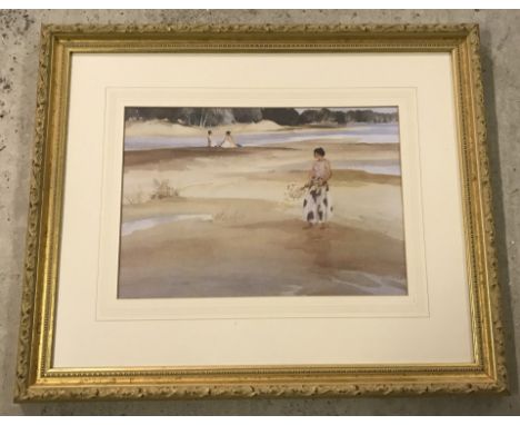 A framed & glazed William Russel Flint print. 3 girls on a beach.  28 x 41cm Please Note: All enquiries will be responded to 