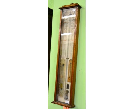 An oak cased barometer, paper dial bearing inscription Admiral Fitzroys Barometer 