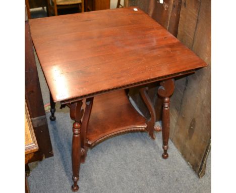 A Middle Eastern occasional table with shelf stretcher 