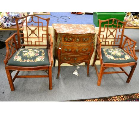 A pair of Chippendale style armchairs 