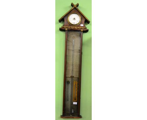 A 19th century Admiral Fitzroy barometer with combined aneroid barometer, retailed by J. Harrop, Manchester and London 