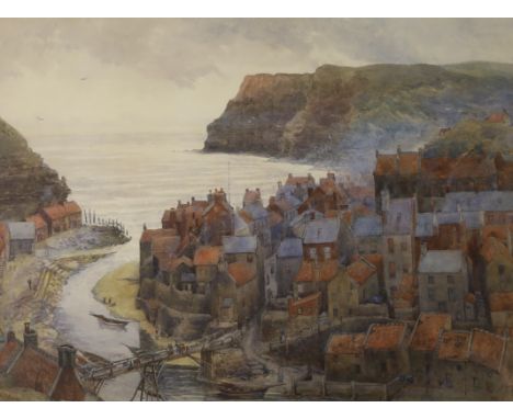 Leonard M. Powell (1861-1939, watercolour, ‘Staithes’, signed and dated 1885, 43 x 59cm