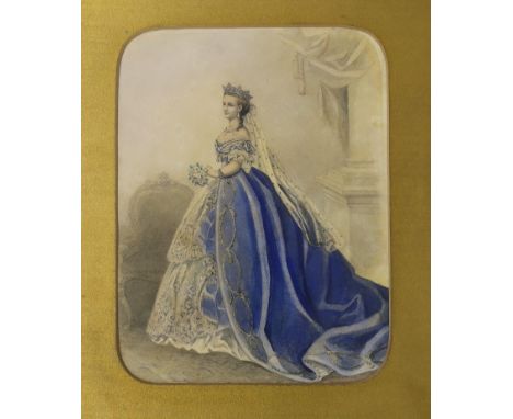 Franz Xaver Winterhalter (1806-1873), watercolour, Portrait of the young Queen Victoria, Laurence Hallett label verso, 21 x 1