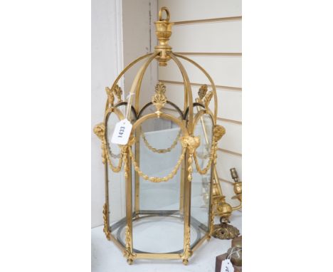 An Adam revival ormolu hall lantern, early 20th century, 58 cm high to suspension loop
