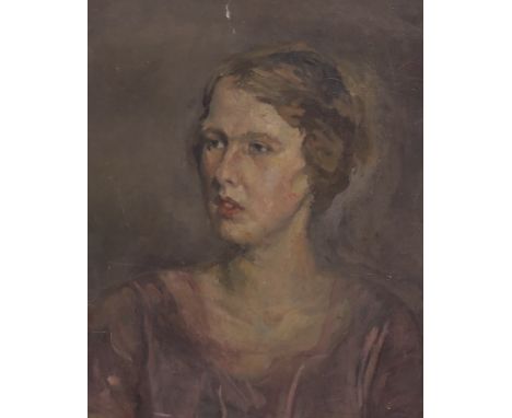 English school, early 20th century, oil on canvas, Portrait of a lady, unframed, 61 x 51cm