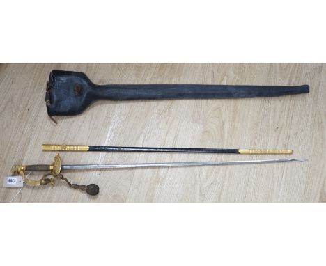 A 19th century officer's dress sword, made by Silver &Co. London with scabbard and leather cover