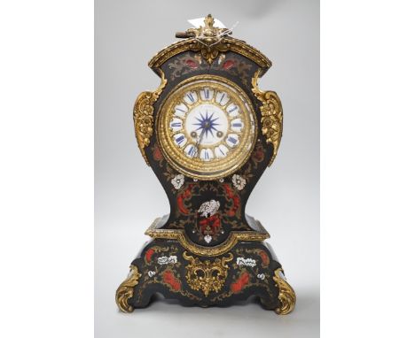 Henry Marc of Paris - A late 19th century French Louis XV style ormolu mounted boulle inlaid eight day mantel clock. (dial cr