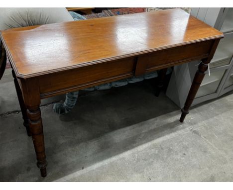 A Victorian mahogany console table, fitted end drawer, width 120cm, depth 43cm, height 77cm