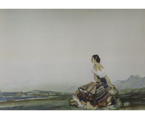 Sir William Russell Flint, colour print, Seated woman, signed in pencil, 43 x 56cm