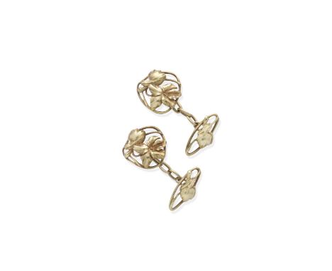 A pair of gold Art Nouveau cufflinks, by Henri-Victor Miault, circa 1900Single-sided: Each of openwork floral and foliate des