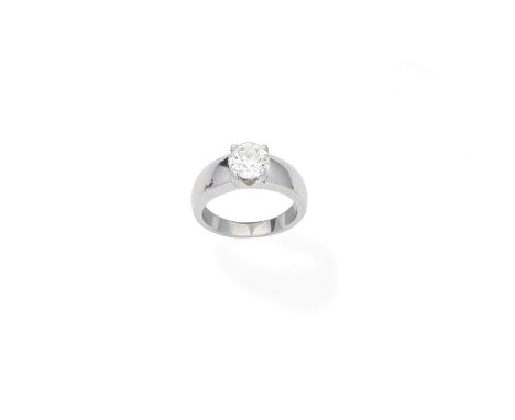 A diamond single-stone ringThe tapering band set with a brilliant-cut diamond, diamond approx. 1.20cts, rubbed French assay m