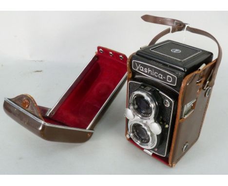 A JAPANESE YASHICA-D CAMERA with Copal-HXV lens, in leather case 