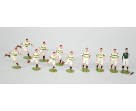W. BRITAINS, EARLY TWENTIETH CENTURY FAMOUS FOOTBALL TEAMS SERIES 1904-24 PROBABLY CELTIC FOOTBALL TEAM, hollow cast lead han