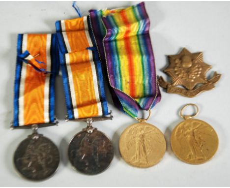 1914/18 WAR MEDAL AND GILT VICTORY MEDAL WITH RIBBONS, award to 6035 Pte. H. Smith, Lan Fus TOGETHER WITH 1914/18 WAR MEDAL W