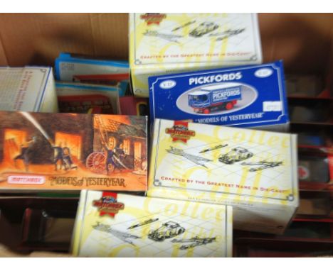 MATCHBOX MODELS OF YESTERYEAR EIGHTEEN BOXED VINTAGE BUSSES WAGONS AND VANS VARIOUS, good, window boxes  good to poor, THREE 