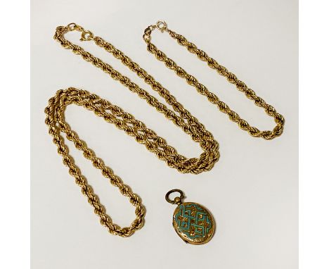 9CT GOLD ROPE CHAIN &amp; PENDANT 22.6 GRAMS APPROX