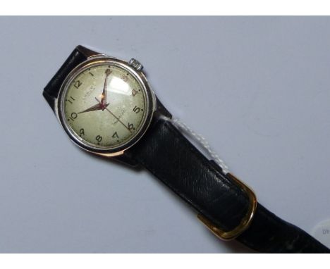 A vintage Lanco stainless steel gentleman's Wristwatch, with 17-jewels movement, the circular dial with Arabic numerals, on l
