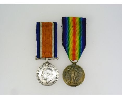 A W.W.1 pair of medals, awarded to 66431 Pte. T. Howick. Ches. R., comprising British War medal, 1914-1920, and Victory medal