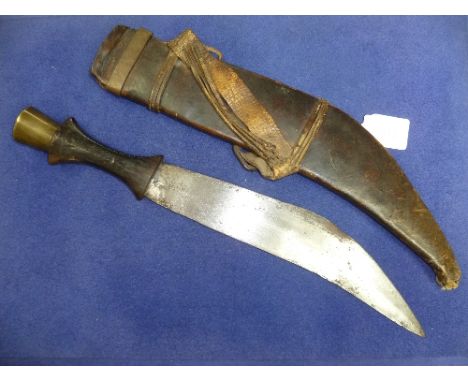 A vintage African Danakil knife, with leather and crocodile skin sheath, possibly Ethiopian.