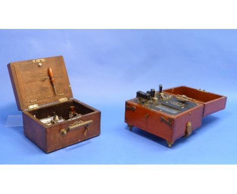 A vintage Crosby Steam Indicator, in mahogany case, and a Kelvin Bottomley & Baird Ltd M.M. Testing Set No.483, in mahogany c