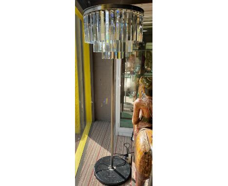 TIMOTHY OULTON ODEON FLOOR LAMP, 160cm, prismatic crystal drops on a metal column and marble base. 