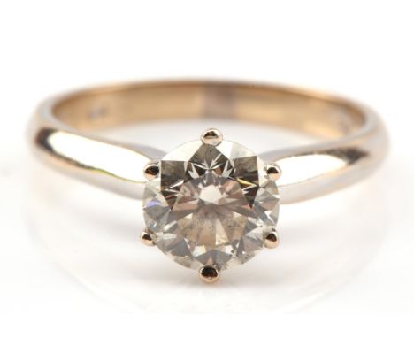 Single stone diamond ring, round brilliant cut diamond weighing an estimated 1.50 carats, claw set, mounted in 18 ct white go