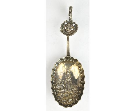 Victorian silver caddy spoon, import, London, 1893