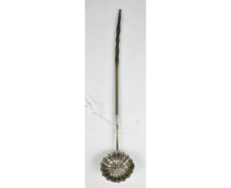 Georgian silver and baleen punch ladle with fluted bowl