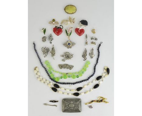 Silver and costume jewellery, including a cubic zirconia bracelet, twelve rings, an enamel and paste brooch, a bracelet, thre