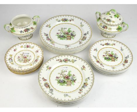 A Copeland Spode part dinner service, Peplow pattern,  consisting of five dinner plates, 27cm diameter, five smaller plates, 