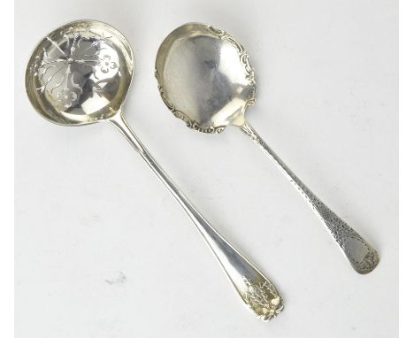 Silver sifter ladle and a sugar spoon,