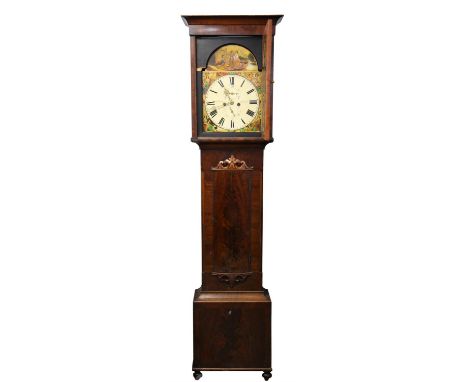 A Victorian mahogany longcase clock by Jason Rankin, Kilmarnock, the hood with pierced foliate cresting above arched door, wi