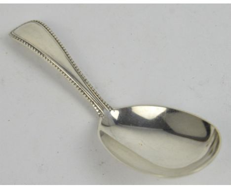 George Adams 19th century bead edge silver caddy spoon, London, 1878