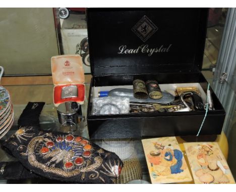 A quantity of sundry items including a paperknife in the form of a sword, a silver-handled shoe horn, two lighters, compass, 