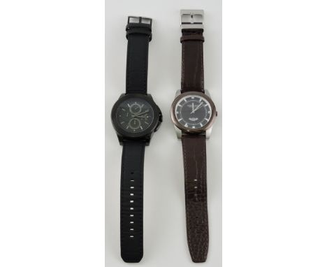 A Karl Lagerfeld gentlemen's chronometer wristwatch, the black dial with three subsidiary dials, with retail box; together wi