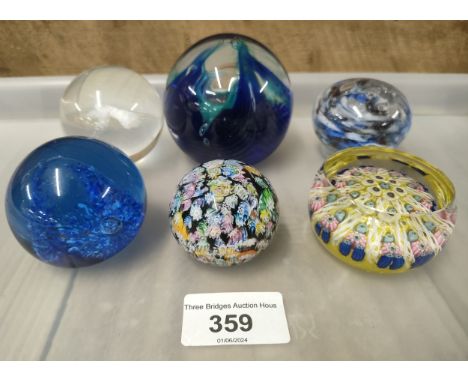 A Collection of Scottish paperweights;  Perthshire Paperweight 'Mini Scrambled End of Day ' Millefiori Perth shire paperweigh