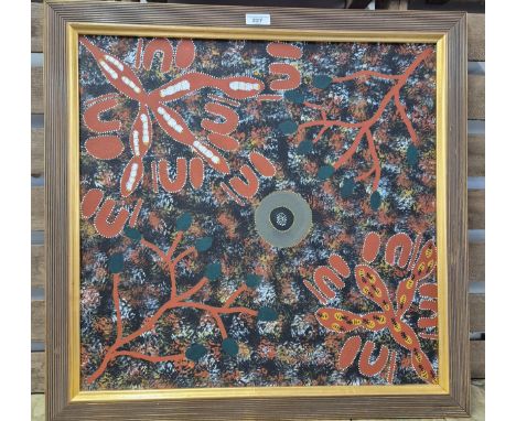 Aboriginal abstract oil painting in the manner of Clifford possum [unsigned] [68x67cm] 
