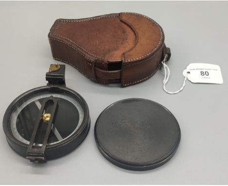 Kelvin &amp; James White Ltd Glasgow compass with leather travel pouch. 
