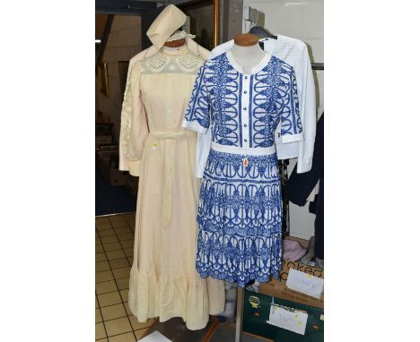 A GROUP OF THIRTY SEVEN ITEMS OF WOMEN'S CLOTHING, dresses, skirts, and two jackets, to include a blue and white 'Florence' d