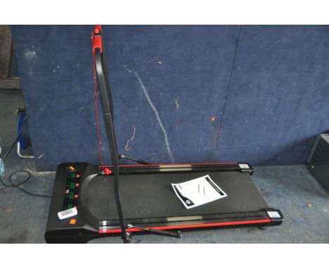 A HOMCOM INAN001-UK TREAD MILL with remote, safety key, euro power cable with adaptor, folding had rail and manual (PAT pass 