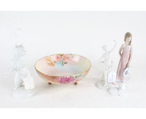 Early 20th century Limoges porcelain bowl, decorated with flowers, the base reading 'Annie H, Nov. 29 1900, Bud &amp; Belle',