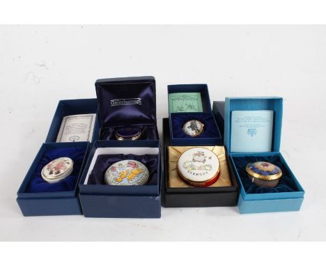 Collection of enamel and porcelain boxes, to include, Royal Worcester 'Millennium' and 'Golden Jubilee', Crummles 'Falkland I