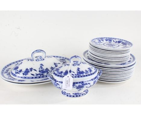 Quantity of Mintons 'Delft' dinner plates and tureens, to include and sucrier and two tureens (qty)