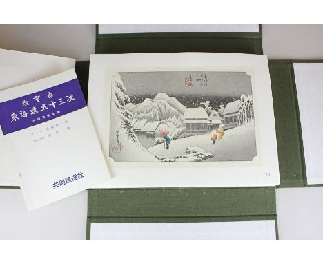 After Utagawa Hiroshige (1797-1858) a boxed collection of over fifty loose colour prints of works by Hiroshige, with accompan